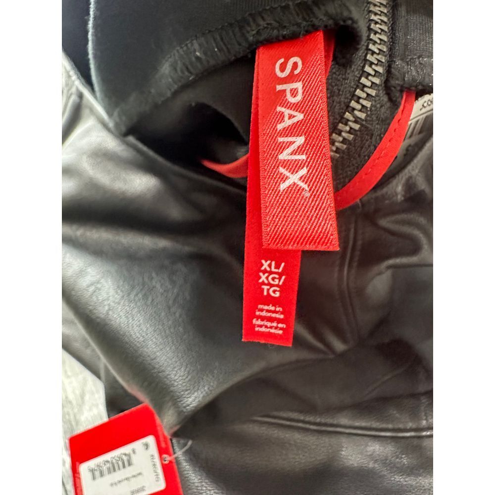 SPANX Women's Black Leather Like Sleeveless Mixed Media Sheath Dress NWT Size XL - Picture 10 of 11